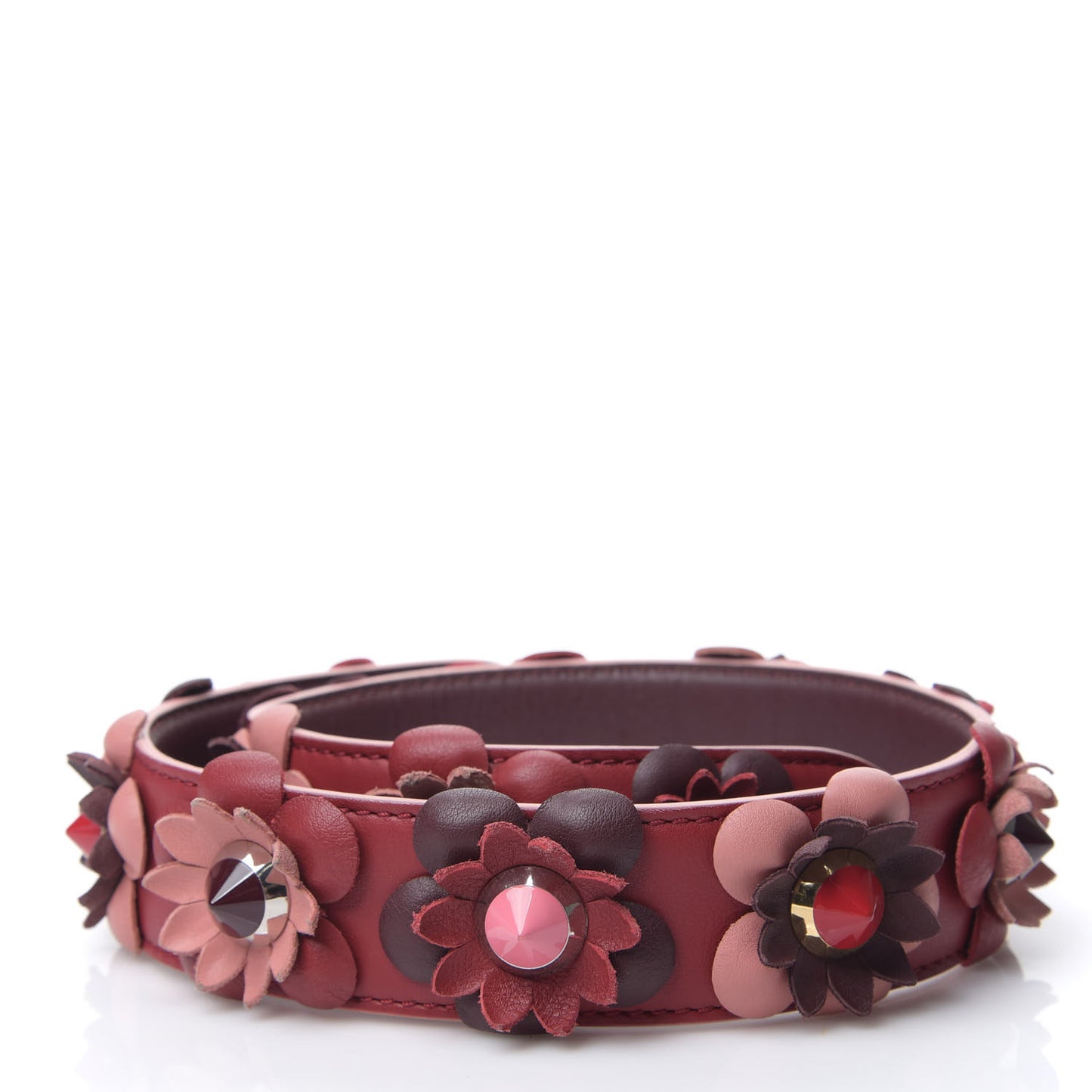 Vitello Dolce Flowerland Studded Strap You Ribes Bordeaux