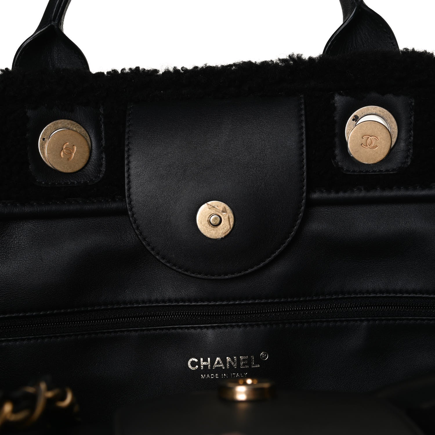 Chanel Shearling Large Deauville Tote Black 19 of 19