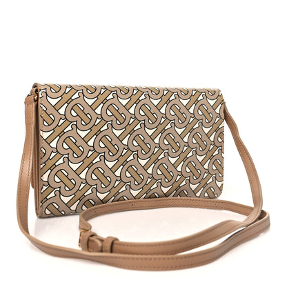Burberry Calfskin Monogram TB Hazelmere Wallet With Detachable Strap Beige 3 of 12