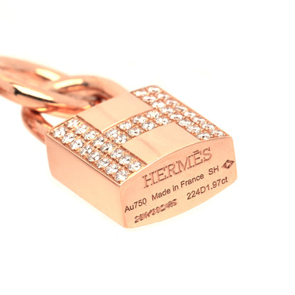 Hermes 18K Rose Gold Pave Diamond GM Kelly Clochette Bracelet SH 8 of 9
