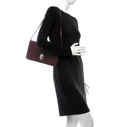 Celine Calfskin Oval Clutch on Strap Burgundy 2 of 8