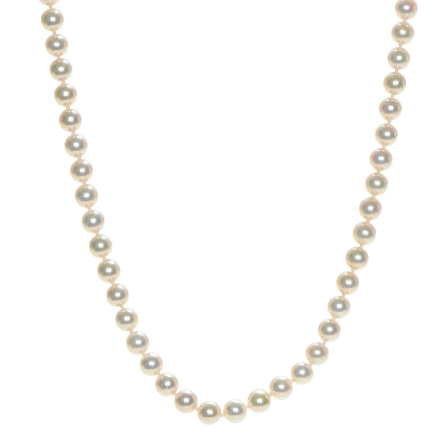 18K White Gold Pearl 6mm Strand Akoya Necklace 16