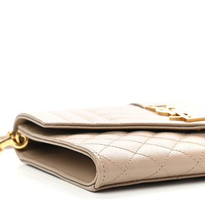 Saint Laurent Grain De Poudre Textured Mixed Matelasse Triquilt Monogram Clutch Dark Beige 9 of 11