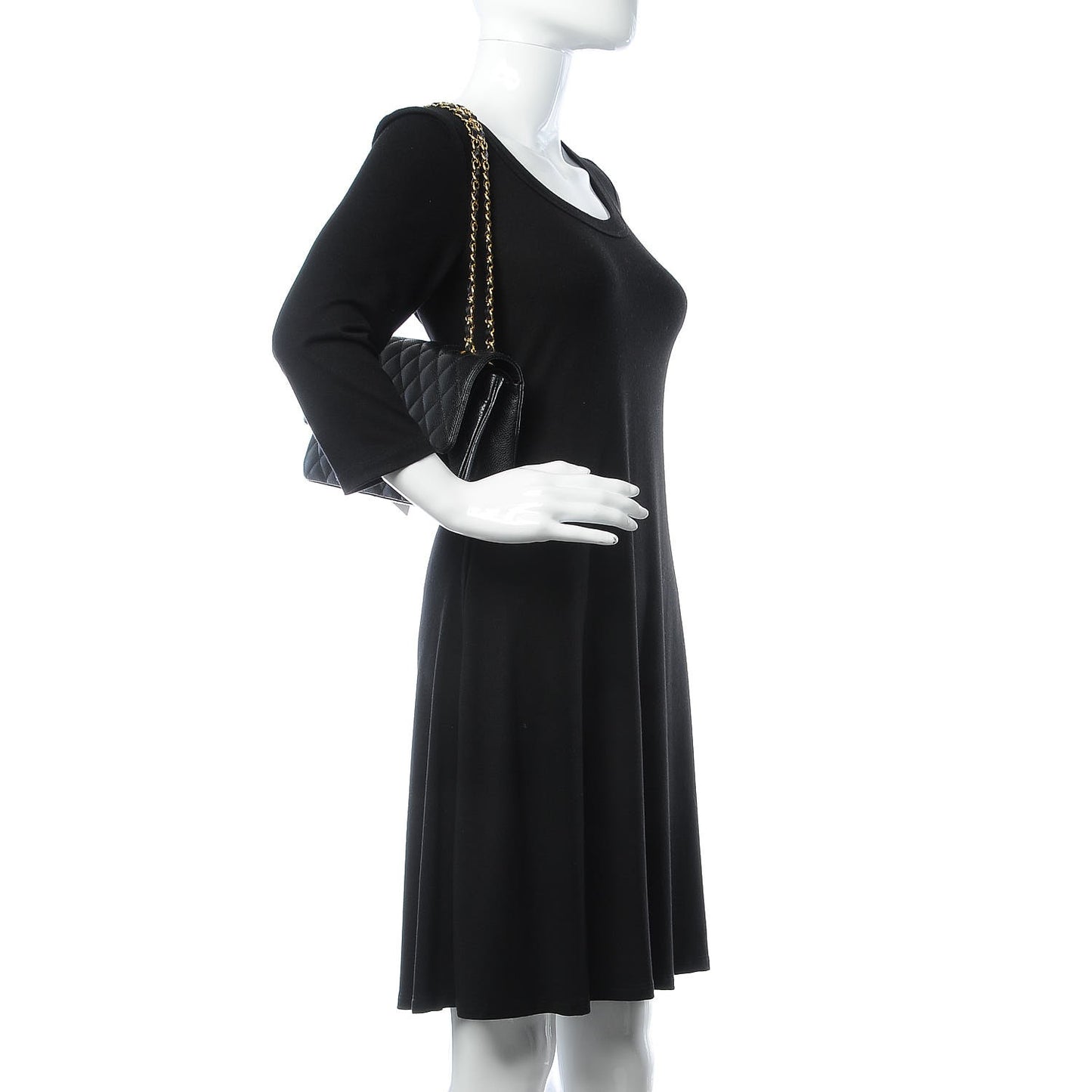 Caviar Quilted Medium Double Flap Black