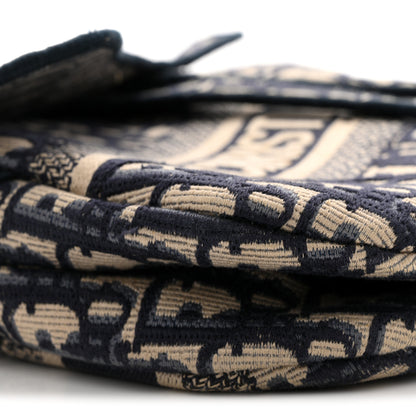 Christian Dior Oblique Embroidered Saddle Bag Blue 9 of 13