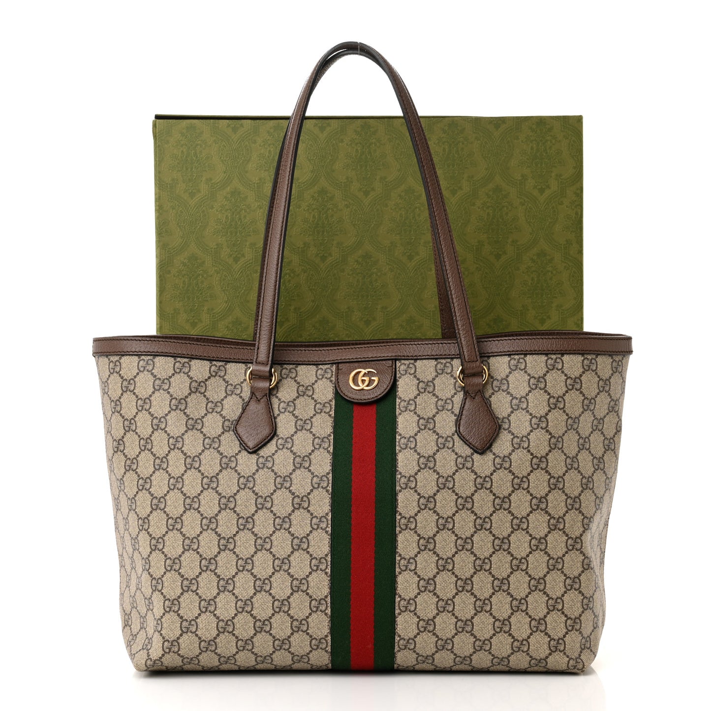 GG Supreme Monogram Medium Ophidia Shopping Tote Brown