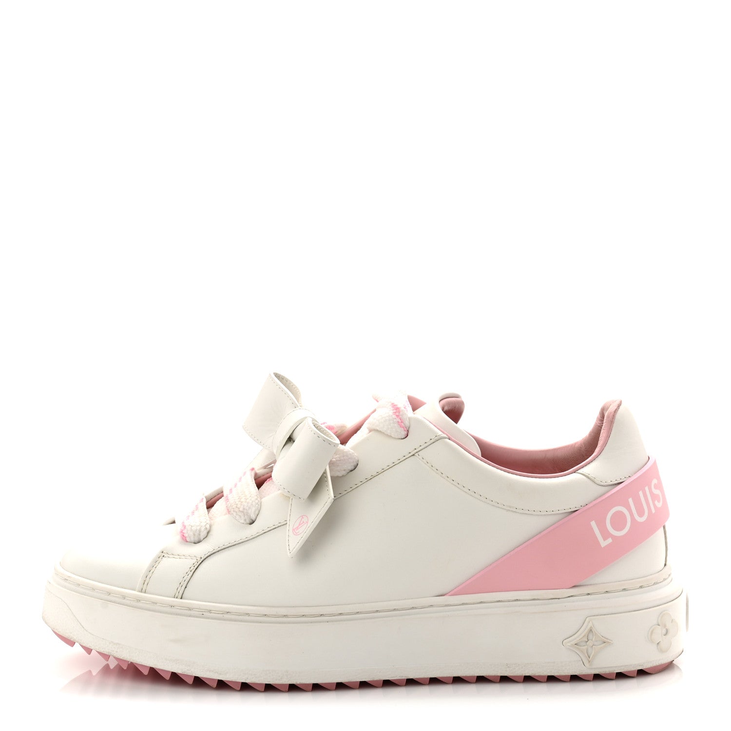 Louis Vuitton Time Out Bow Sneakers 37.5 White Pink 1 of 10