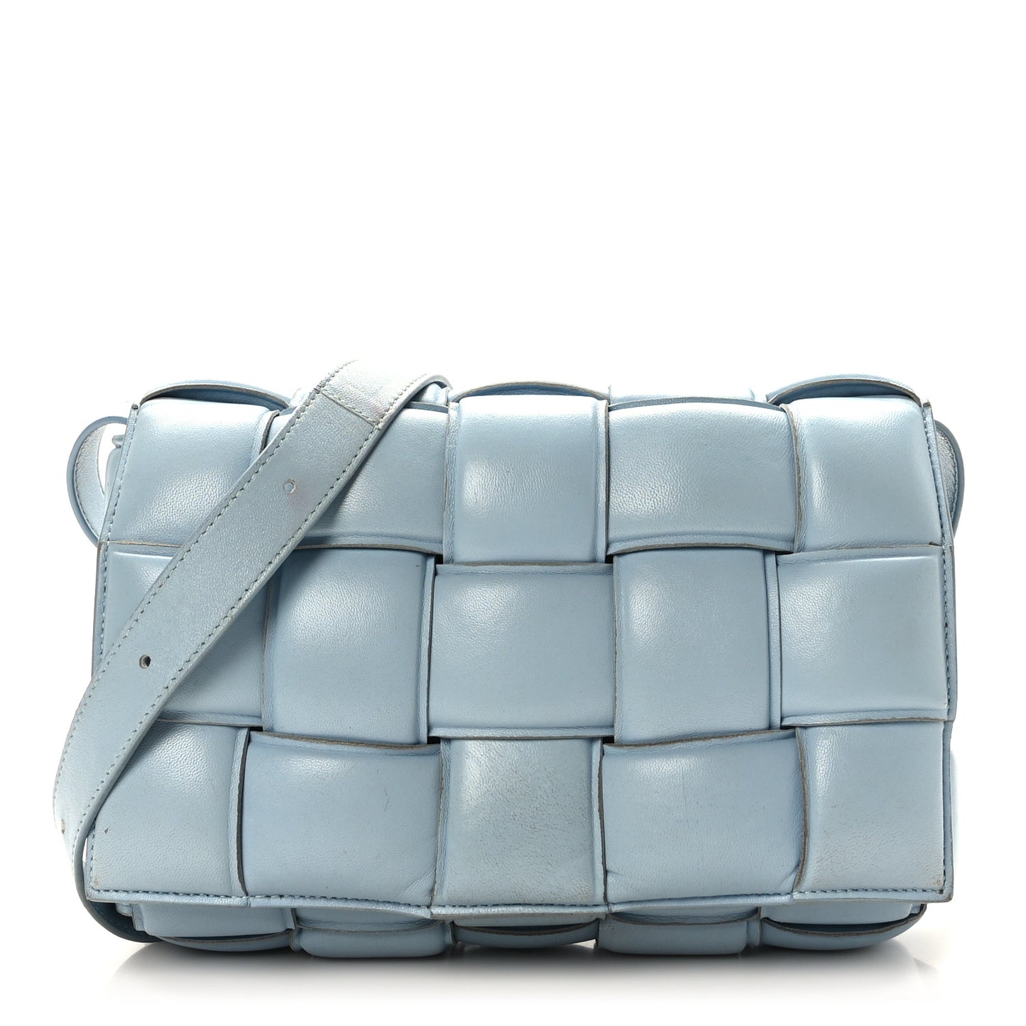 Nappa Maxi Intreccio Padded Cassette Crossbody Bag Ice