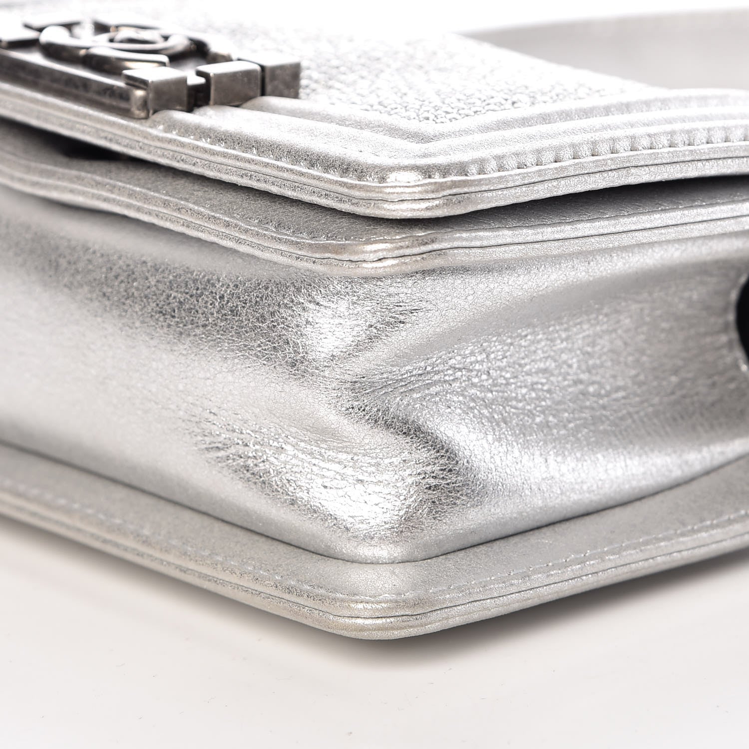 Chanel Metallic Galuchat Stingray Mini Boy Flap Silver 9 of 9