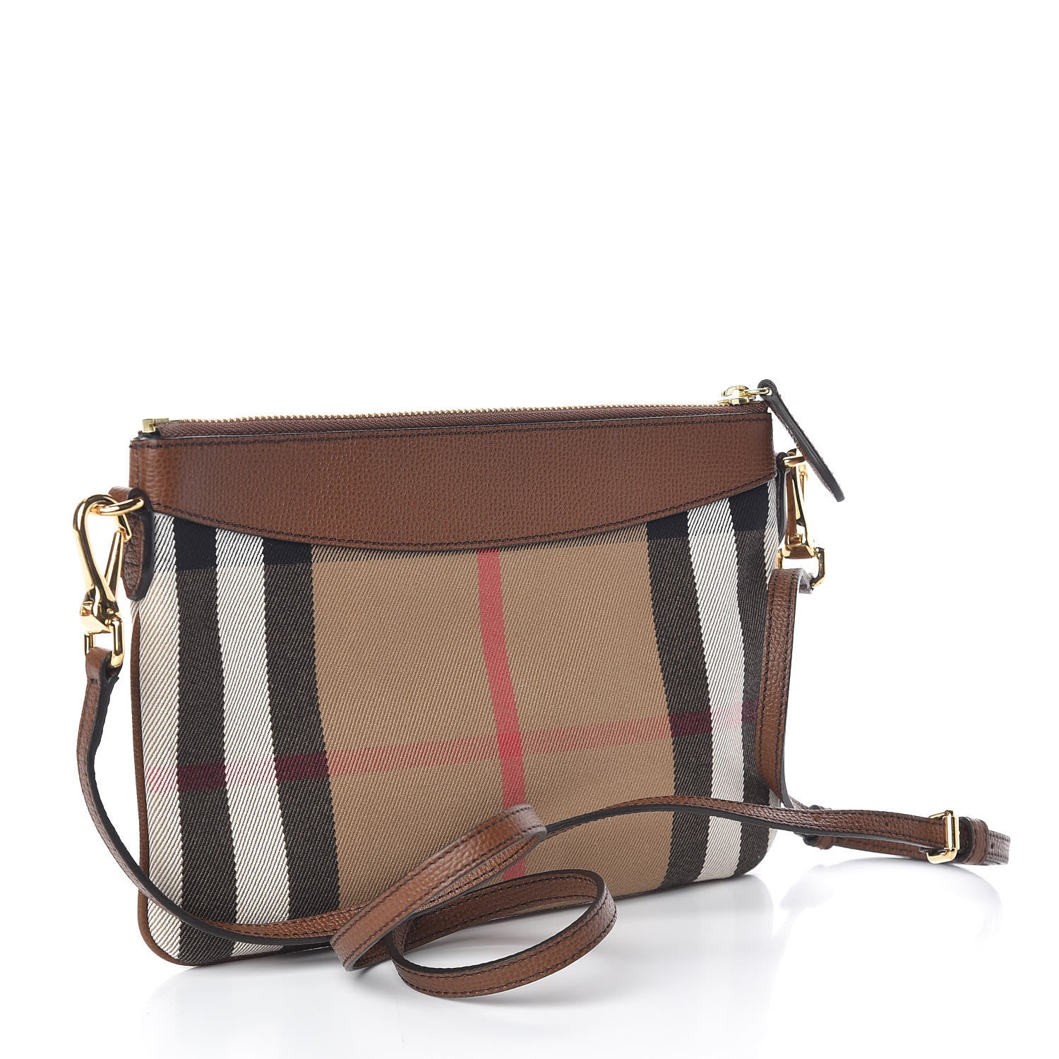 Burberry House Check Derby Peyton Crossbody Clutch Bag Tan 3 of 10