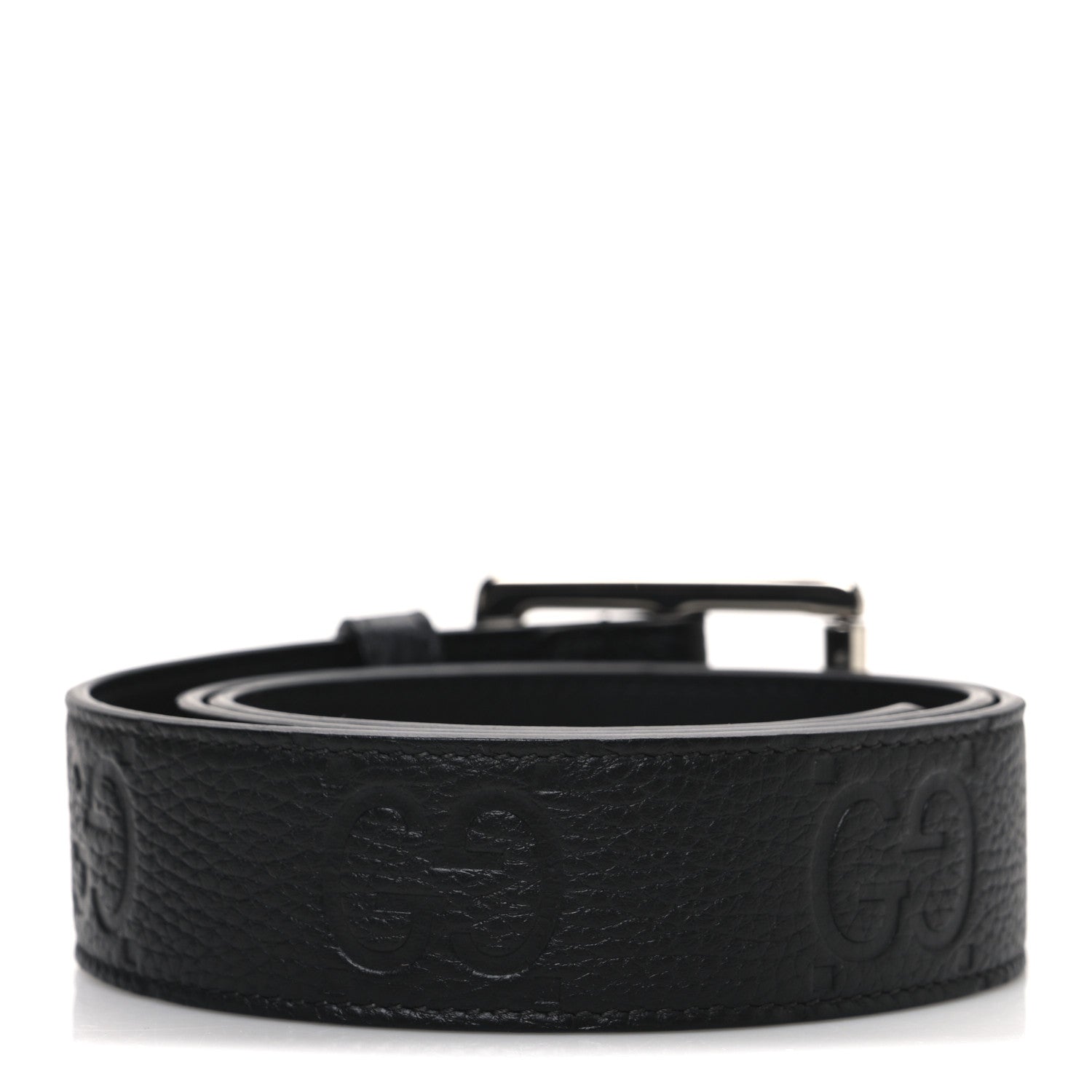 Gucci Piuma Calfskin Jumbo GG Embossed 35mm Belt 80 32 Black 2 of 5