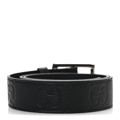 Gucci Piuma Calfskin Jumbo GG Embossed 35mm Belt 80 32 Black 2 of 5