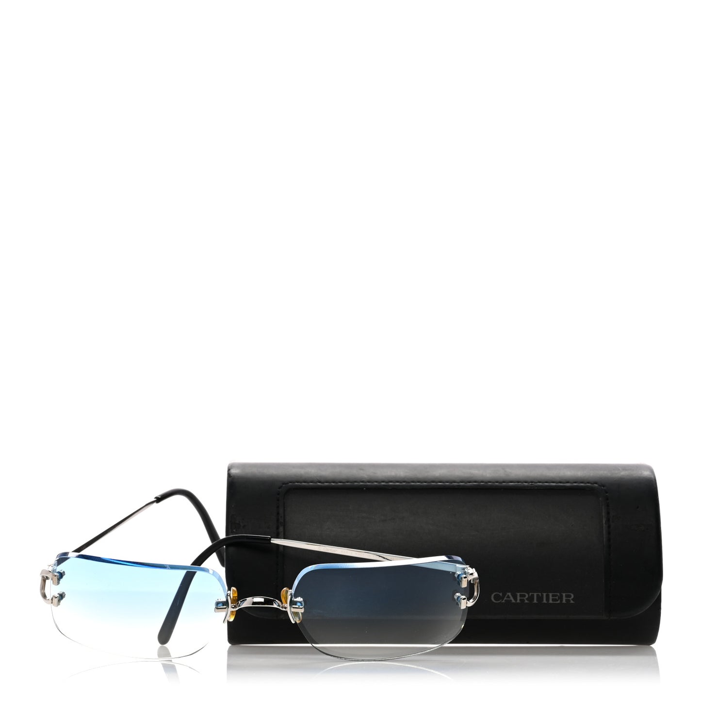 Metal Rimless Gradient Sunglasses Blue