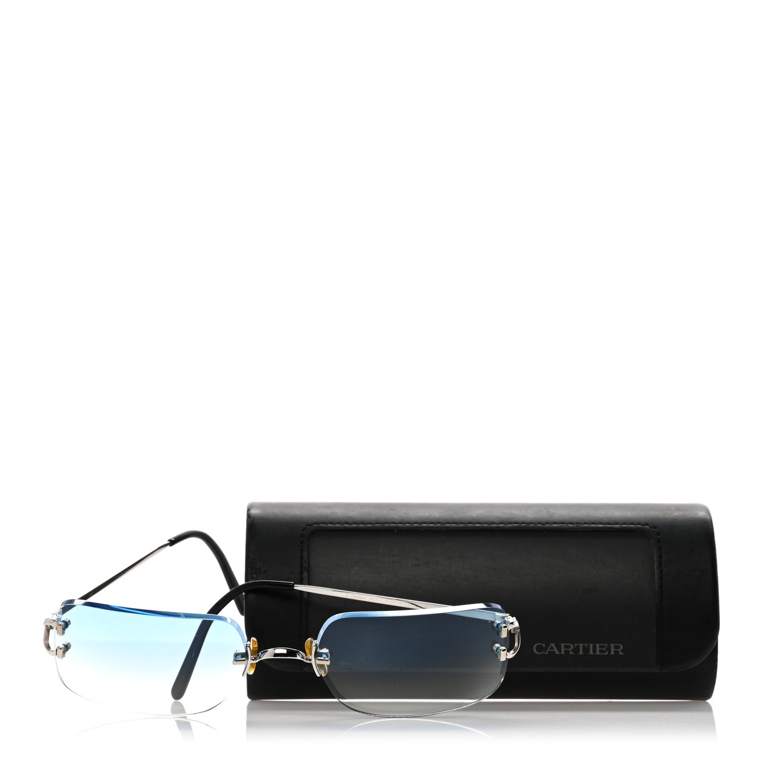 Cartier Metal Rimless Gradient Sunglasses Blue 7 of 7