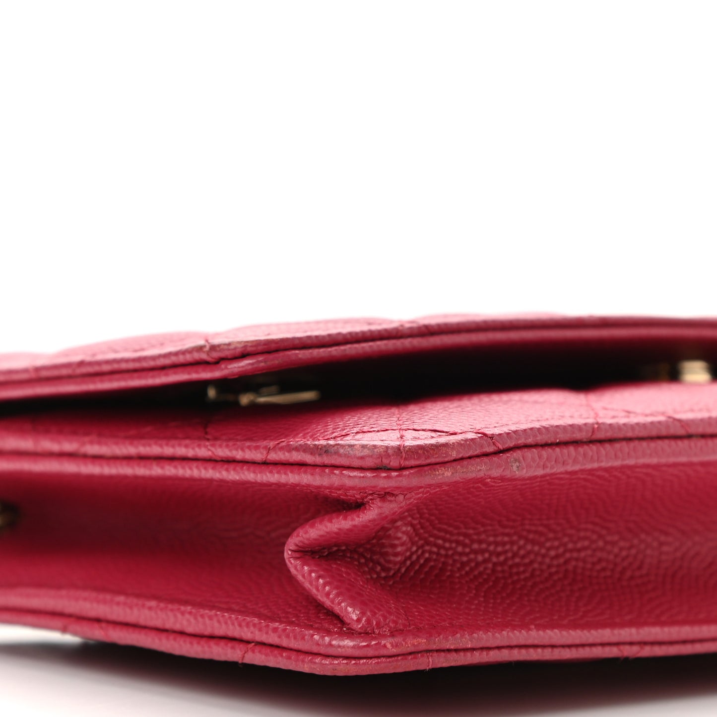 Caviar Quilted Wallet On Chain WOC Dark Pink