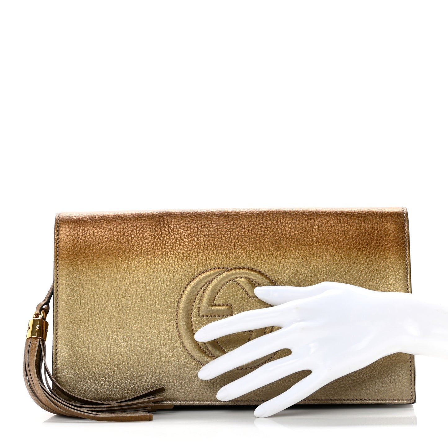 Metallic Pebbled Calfskin Medium Soho Clutch Gold Ombre