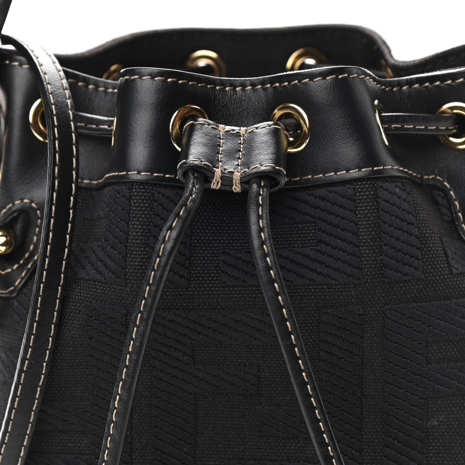 Fendi Canvas Vitello King F is Fendi FF Embroidered Mini Mon Tresor Bucket Bag Black 9 of 11