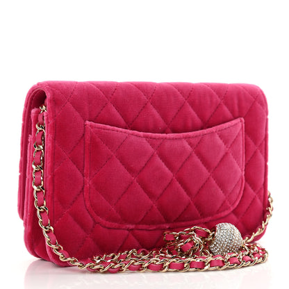 Chanel Velvet Quilted Pearl Crush Wallet On Chain WOC Pink 3 of 11