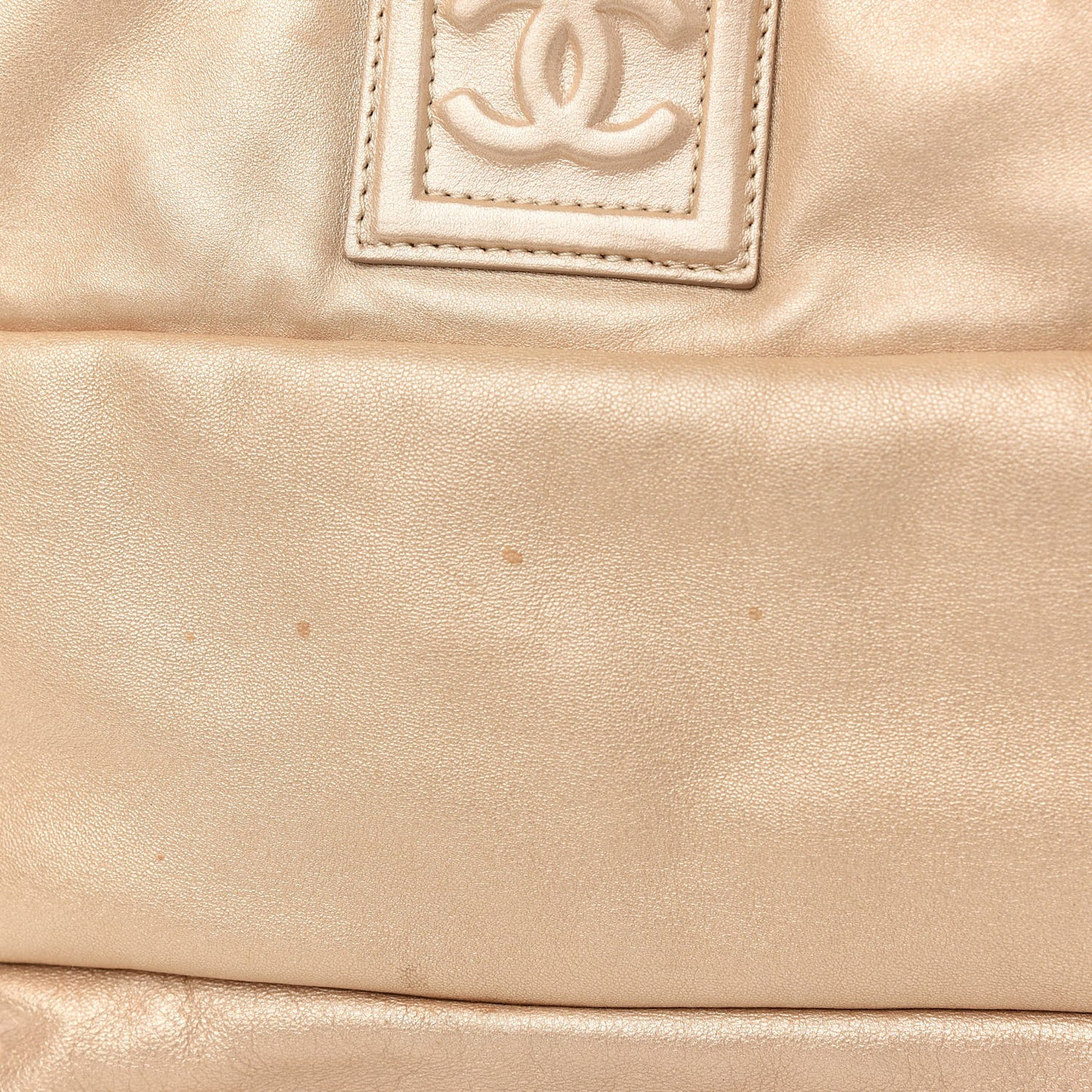 Metallic Lambskin Medium Coco Cocoon Reversible Tote Light Gold