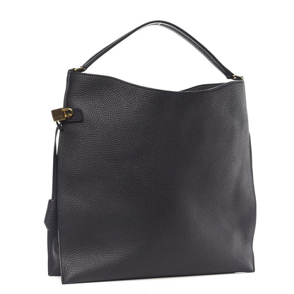Tom Ford Pebbled Calfskin Large Alix Padlock Zip Hobo Bag Black 3 of 7