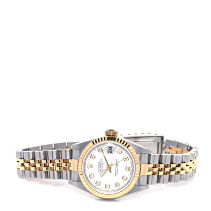 Rolex Stainless Steel 18K Yellow Gold Diamond 26mm Oyster Perpetual Datejust Watch White 79173 3 of 8