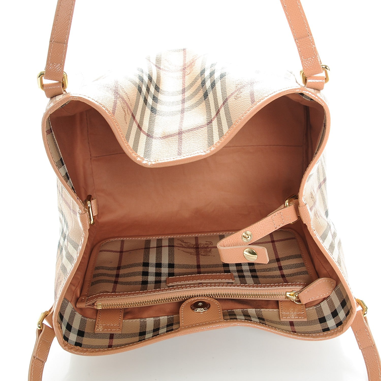 Burberry Haymarket Check Small Canterbury Tote Pale Coral Pink 5 of 6