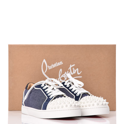 Christian Louboutin Denim Velours Spikes Vieira Flat Sneakers 36 Navy Latte 11 of 11