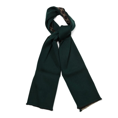Gucci Wool Silk GG Monogram Simple Ripon Scarf Brown Green 1 of 4