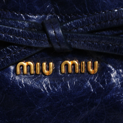 Miu Miu Vitello Shine Bow Tote Bleuette 7 of 10