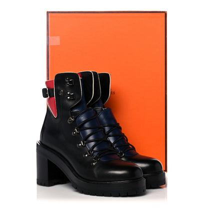 Hermes Greased Calfskin Promenade Boots 37 Black Multicolor 19 of 19