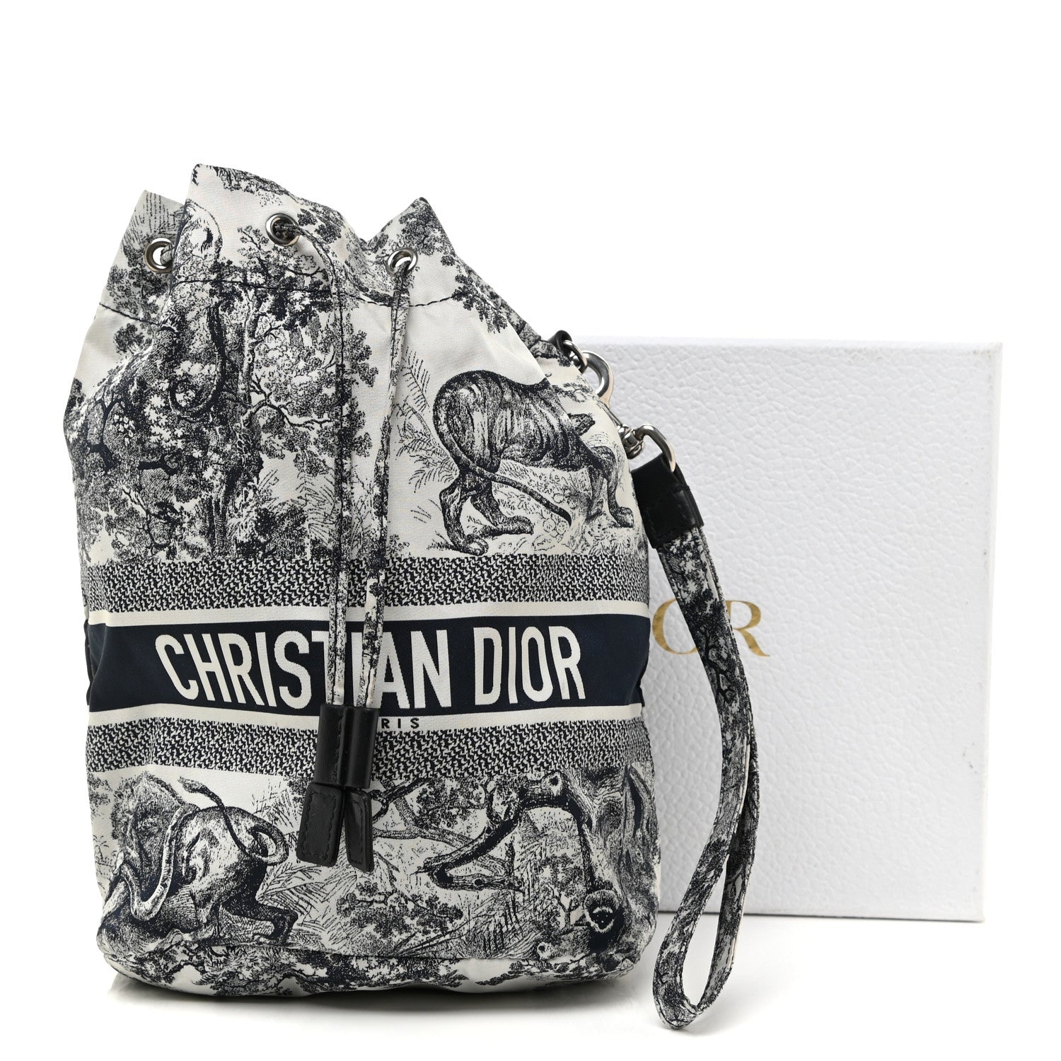 Christian Dior Technical Fabric Embroidered Toile De Jouy Sauvage DiorTravel Pouch Blue 11 of 11