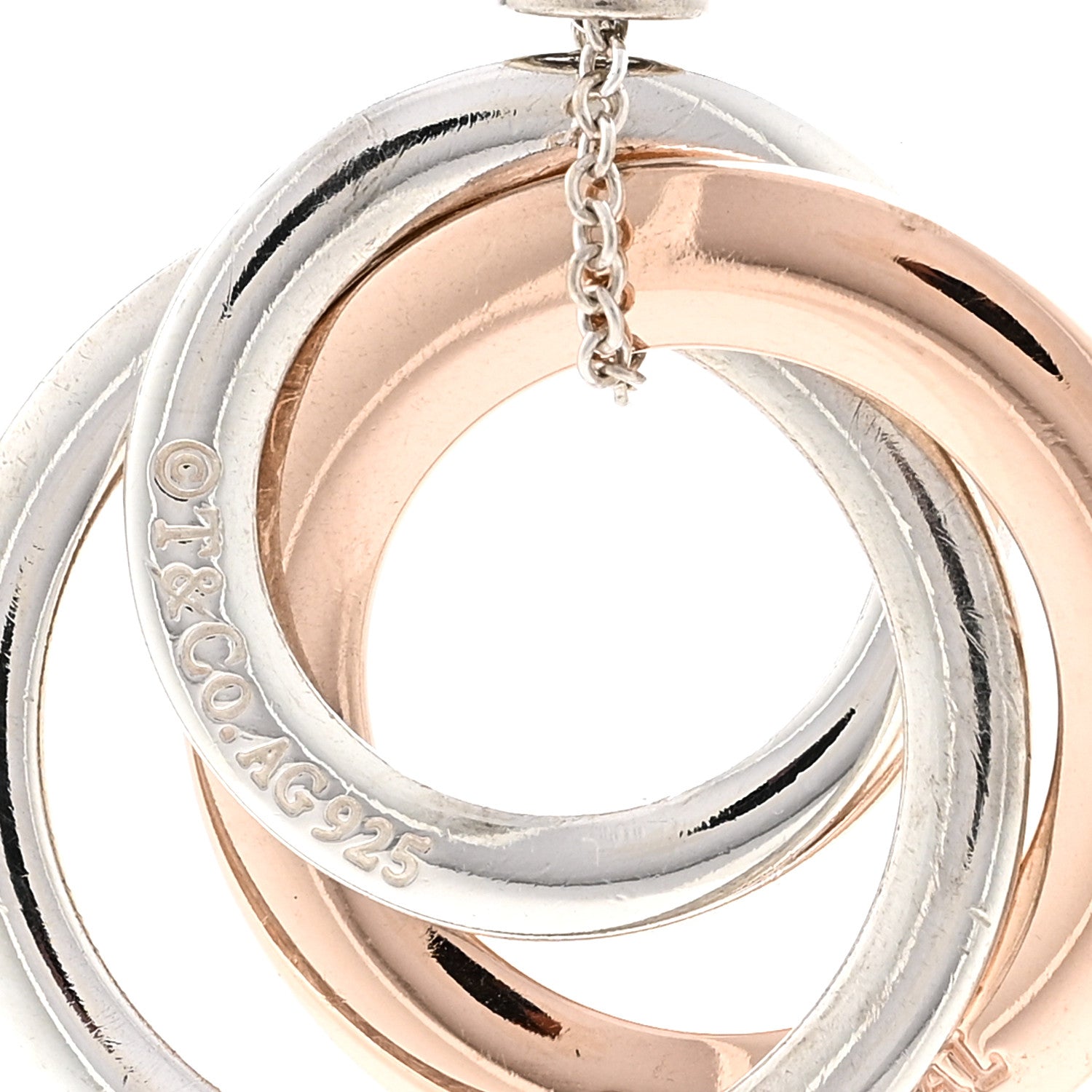 Tiffany Sterling Silver Rubedo 1837 Circles Pendant Necklace 4 of 5