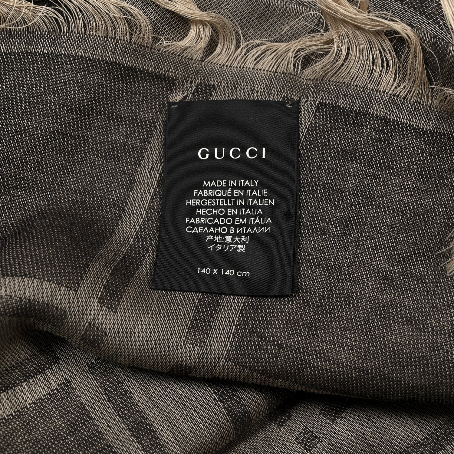 Gucci Wool Silk GG Monogram Diamante Plaid Surviee Shawl Beige Dark Brown 2 of 4