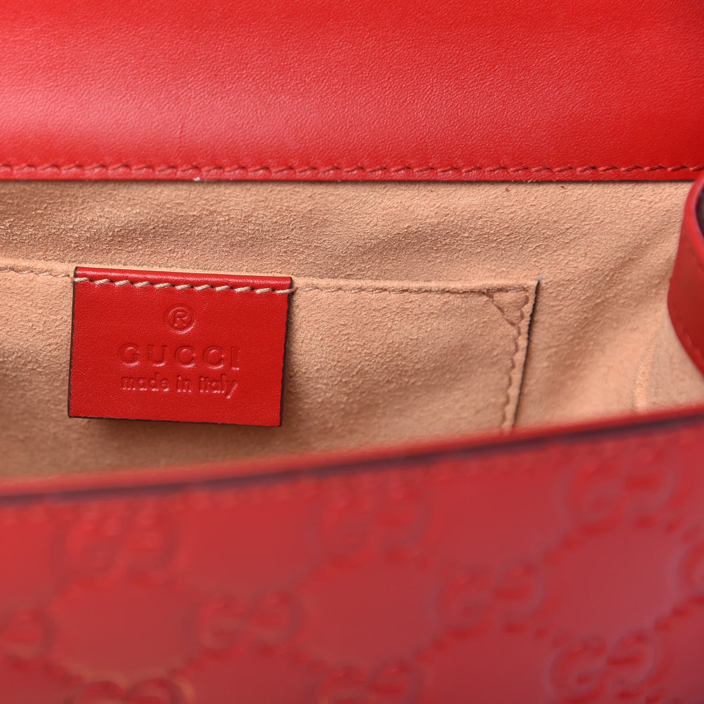 Guccissima Small Padlock Shoulder Bag Hibiscus Red