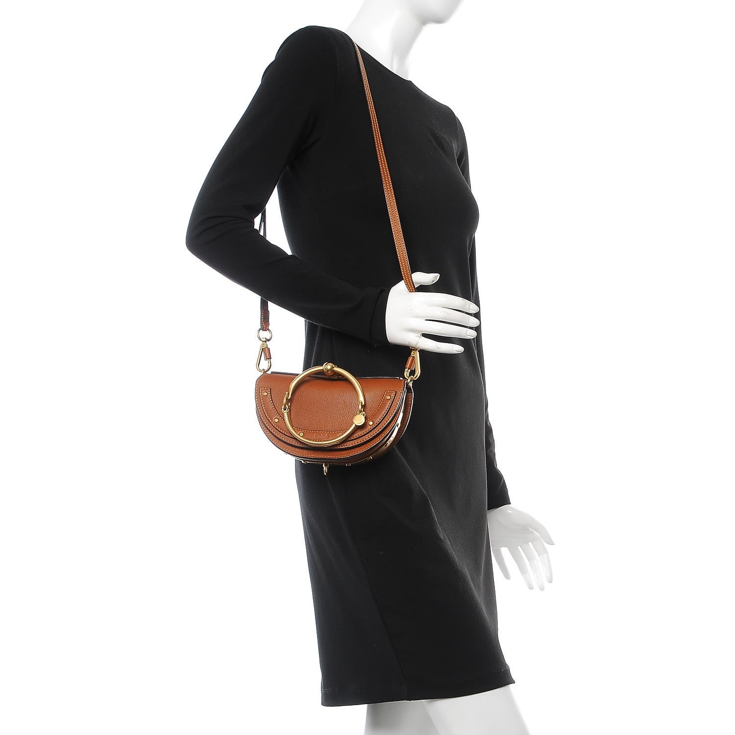 Chloe Calfskin Small Nile Bracelet Minaudiere Bag Caramel 2 of 7
