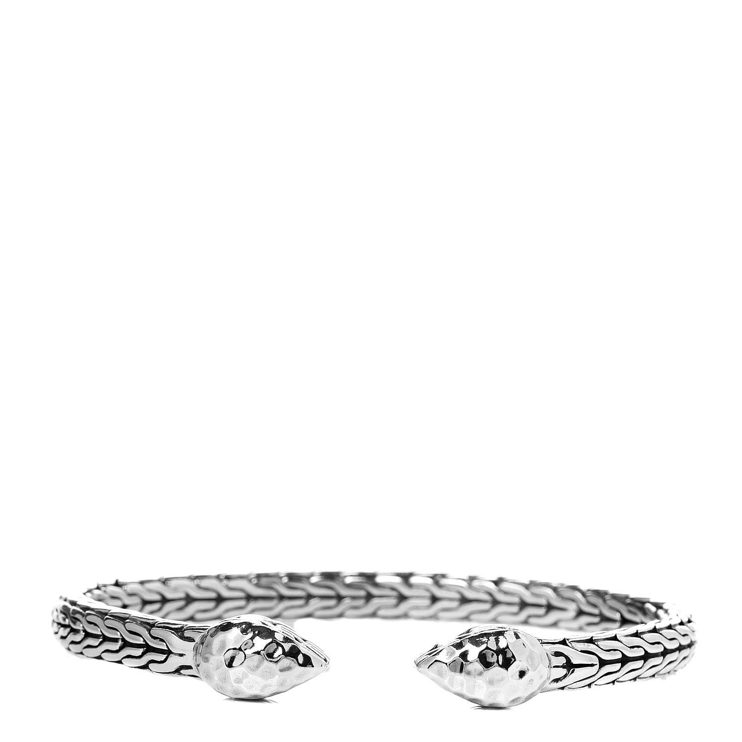 John Hardy Sterling Silver 5.5mm Classic Chain Hammered Flex Cuff Bracelet 1 of 5