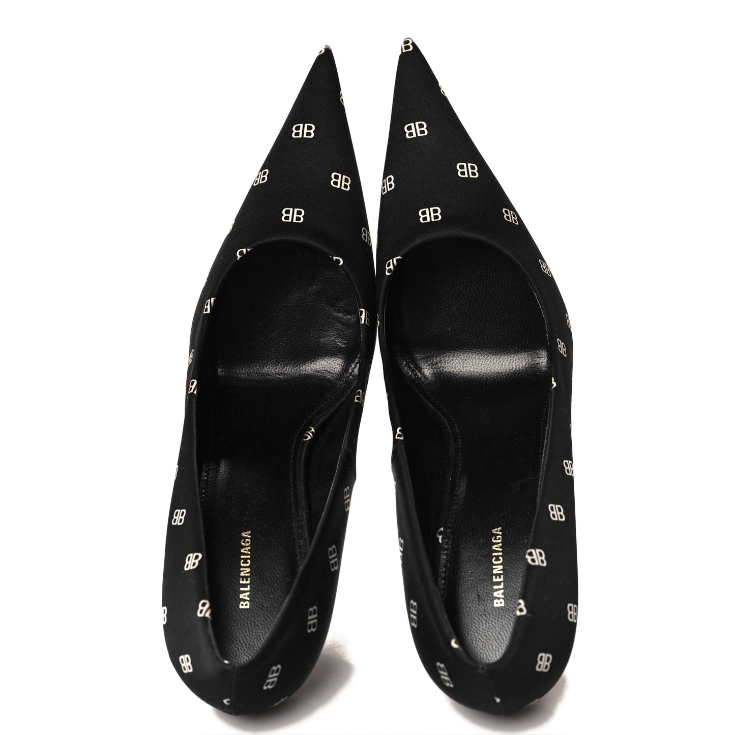 Crepe Satin BB Allover Logo Knife 100mm Pumps 36 Black