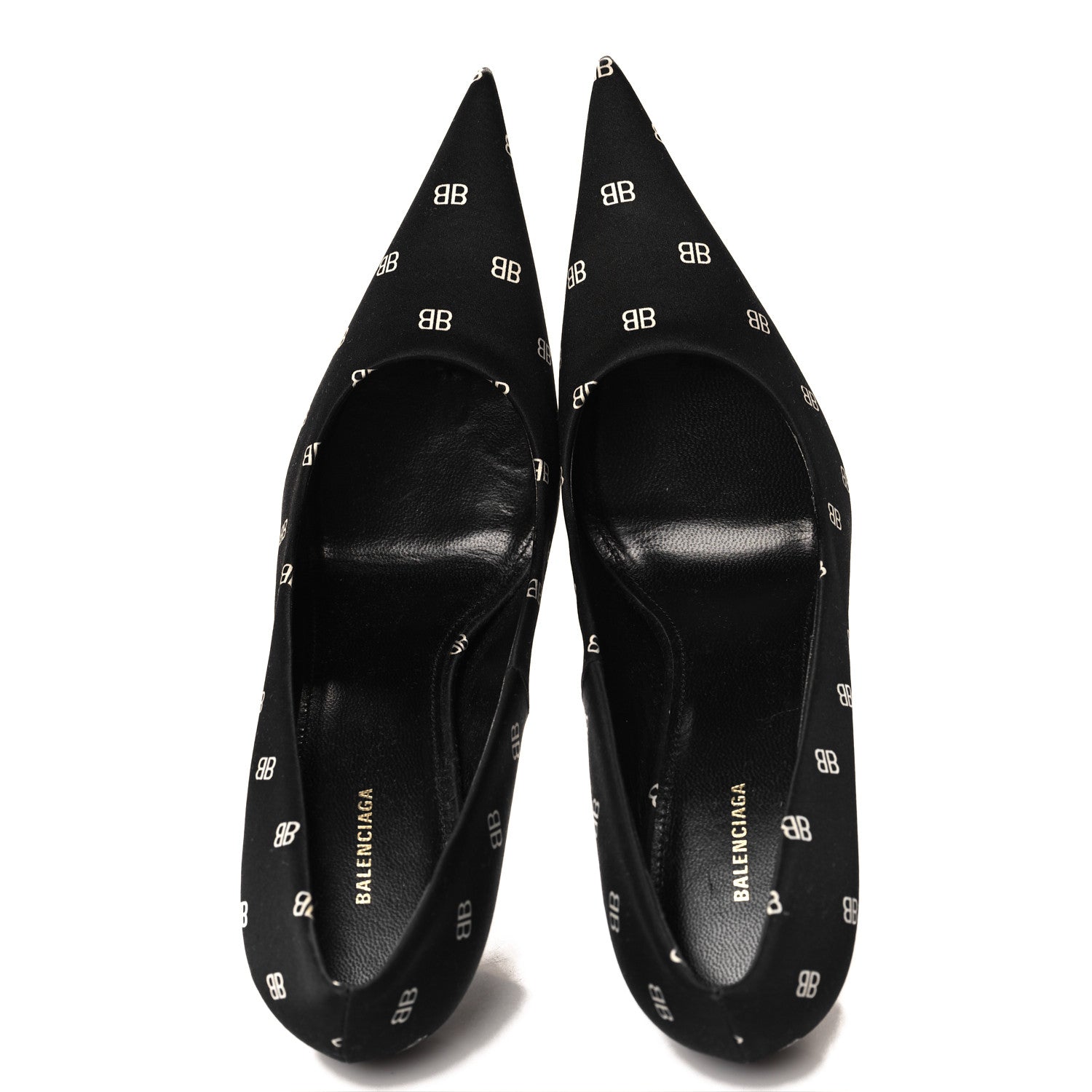 Balenciaga Crepe Satin BB Allover Logo Knife 100mm Pumps 36 Black 2 of 10