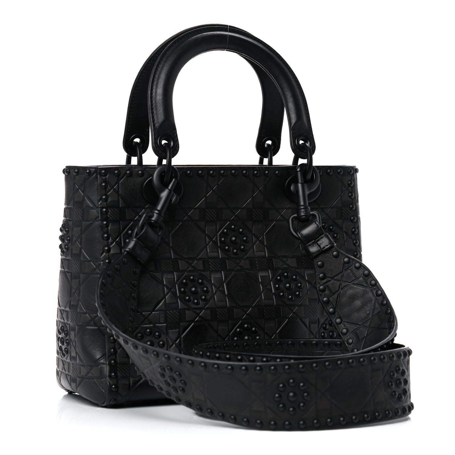 Christian Dior Lambskin Studded Matte Cannage Medium Lady Dior So Black 3 of 14