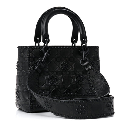 Christian Dior Lambskin Studded Matte Cannage Medium Lady Dior So Black 3 of 14