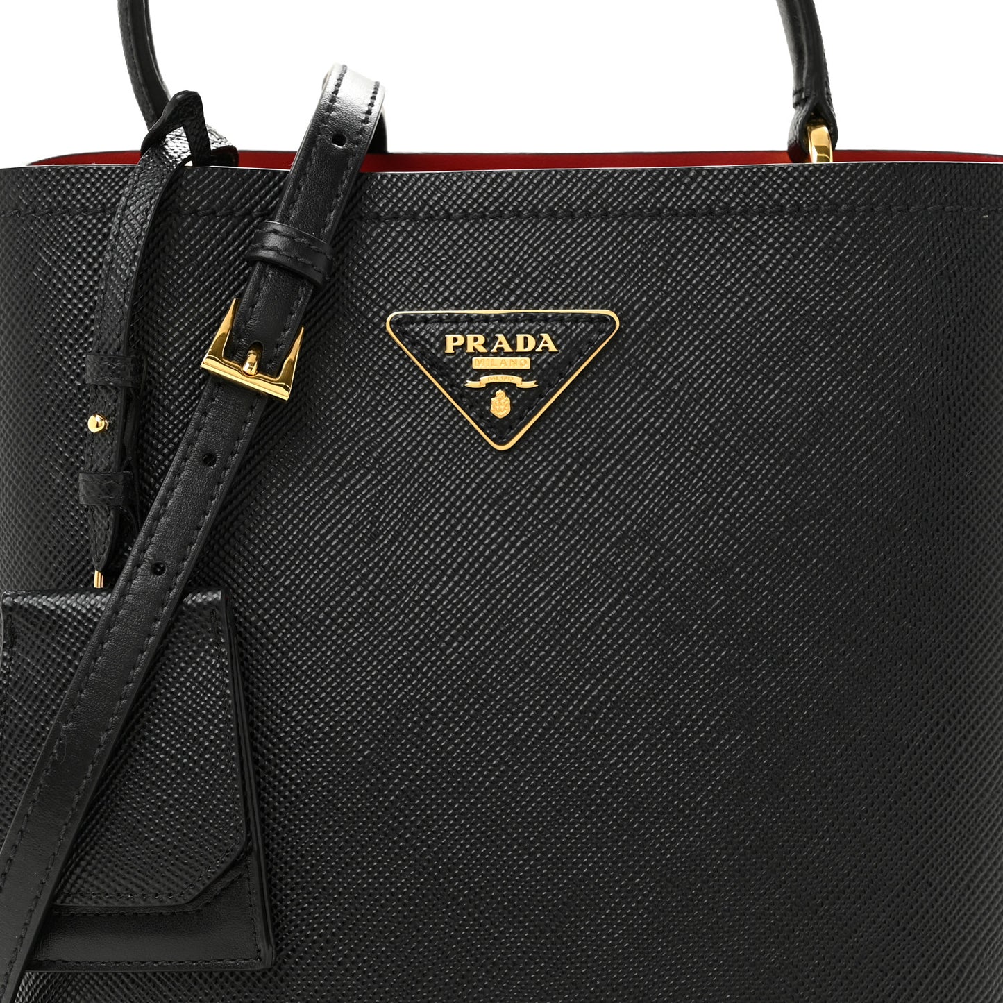 Saffiano Cuir Medium Panier Bucket Bag Black Fuoco