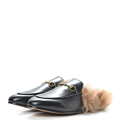 Gucci Calfskin Fur Womens Princetown Slippers 41 Black 3 of 8