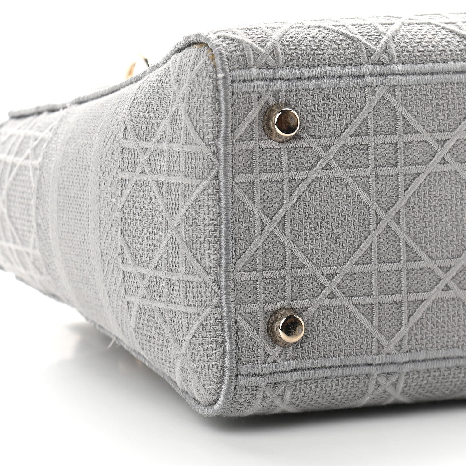 Christian Dior Canvas Embroidered Cannage Medium Lady D-Lite Gray 6 of 7
