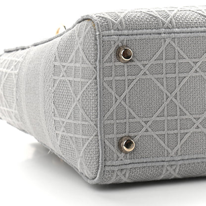 Christian Dior Canvas Embroidered Cannage Medium Lady D-Lite Gray 6 of 7