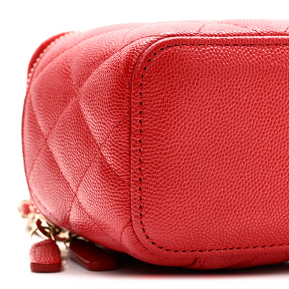 Chanel Caviar Quilted Mini Vanity Case With Chain Red 9 of 10