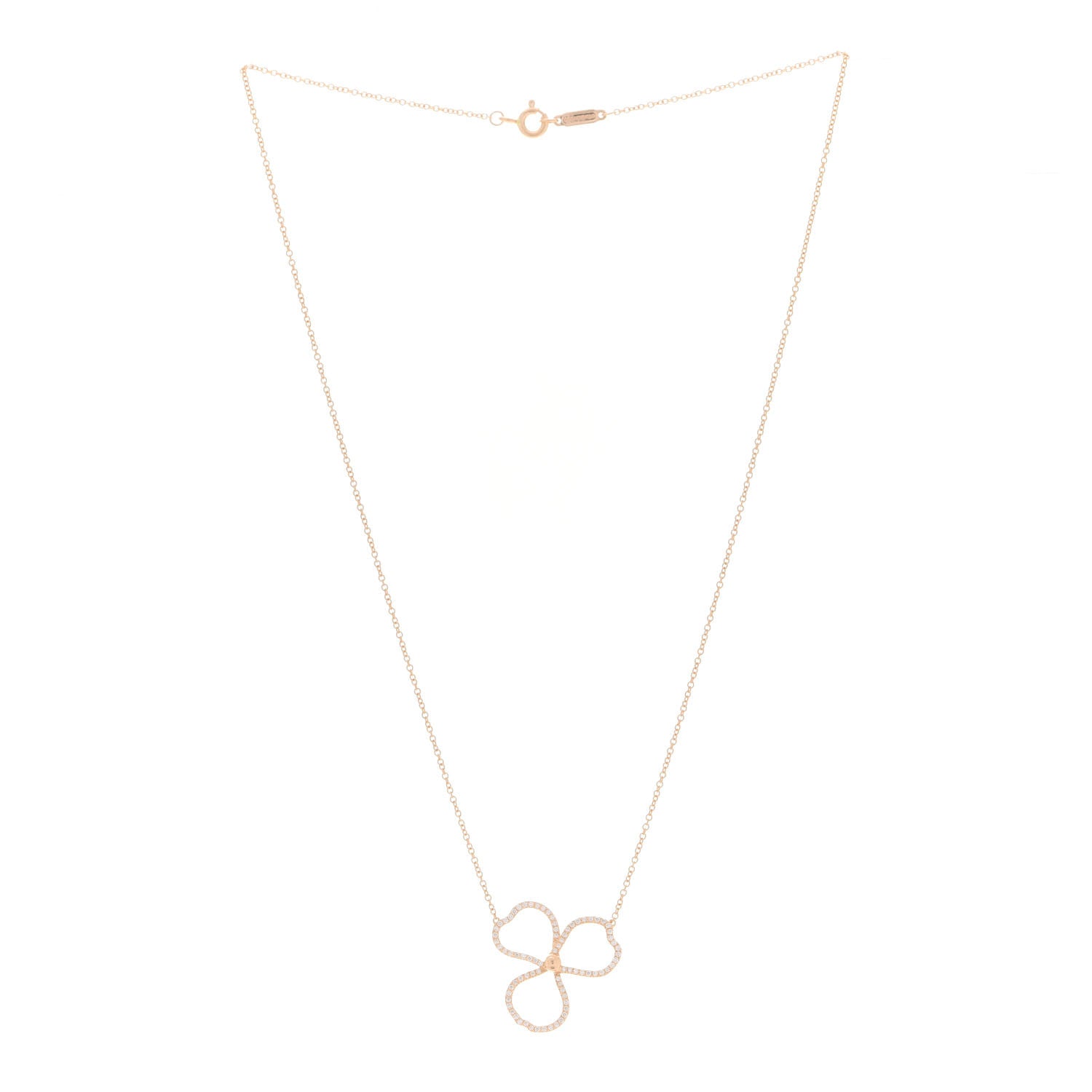 Tiffany 18K Rose Gold Diamond Open Flower Paper Flowers Pendant Necklace 3 of 5