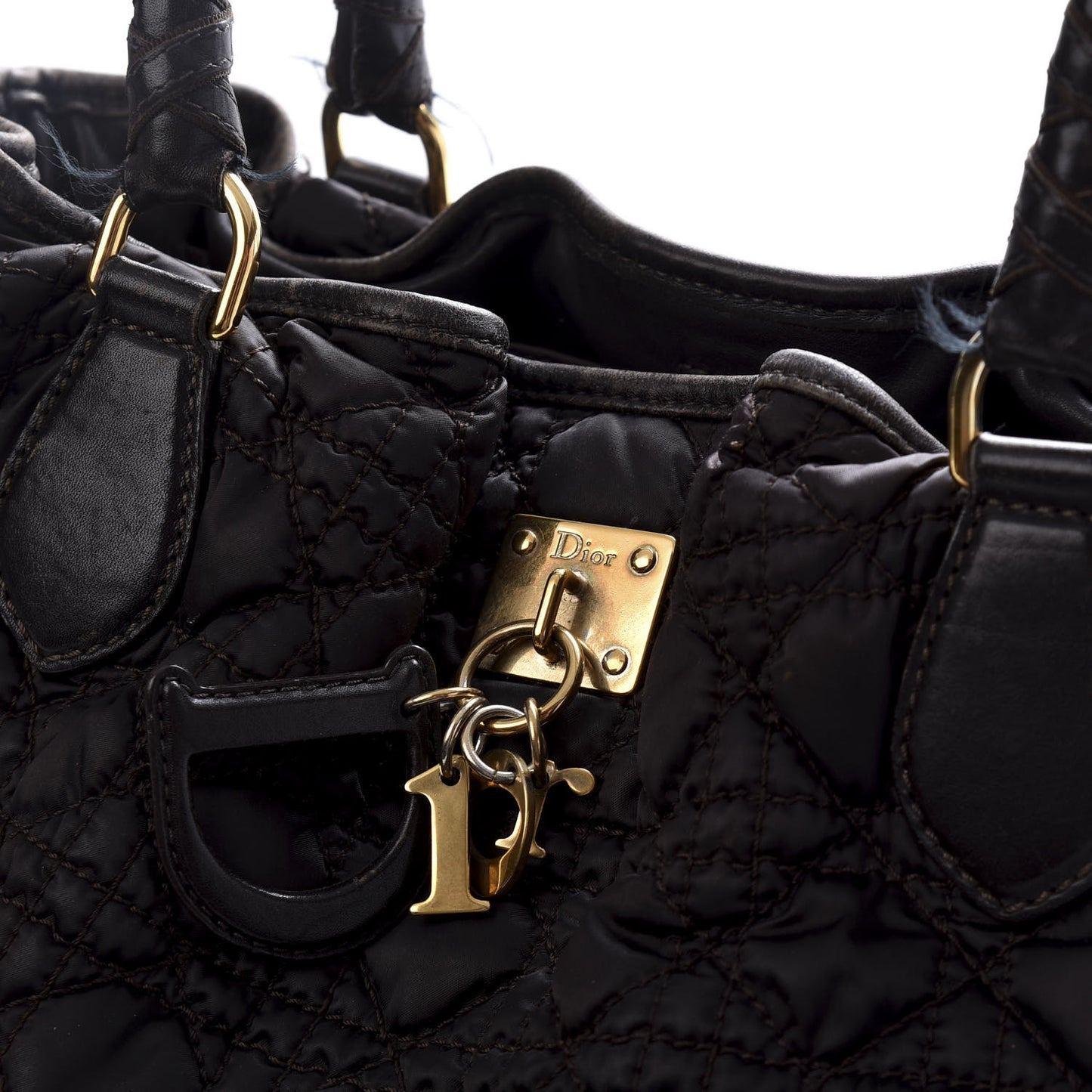 Nylon Cannage Shopper Tote Black