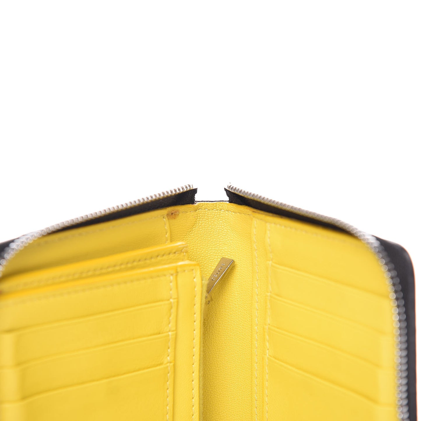 Drummed Calfskin Zip Around Multifunction Wallet Black Citron