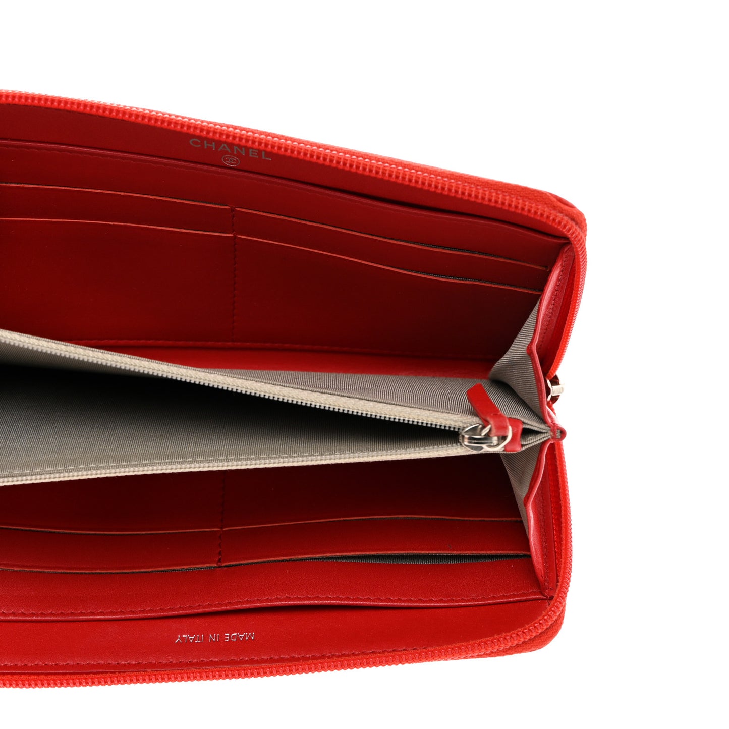 Caviar Large Timeless CC Zip Around Wallet Red