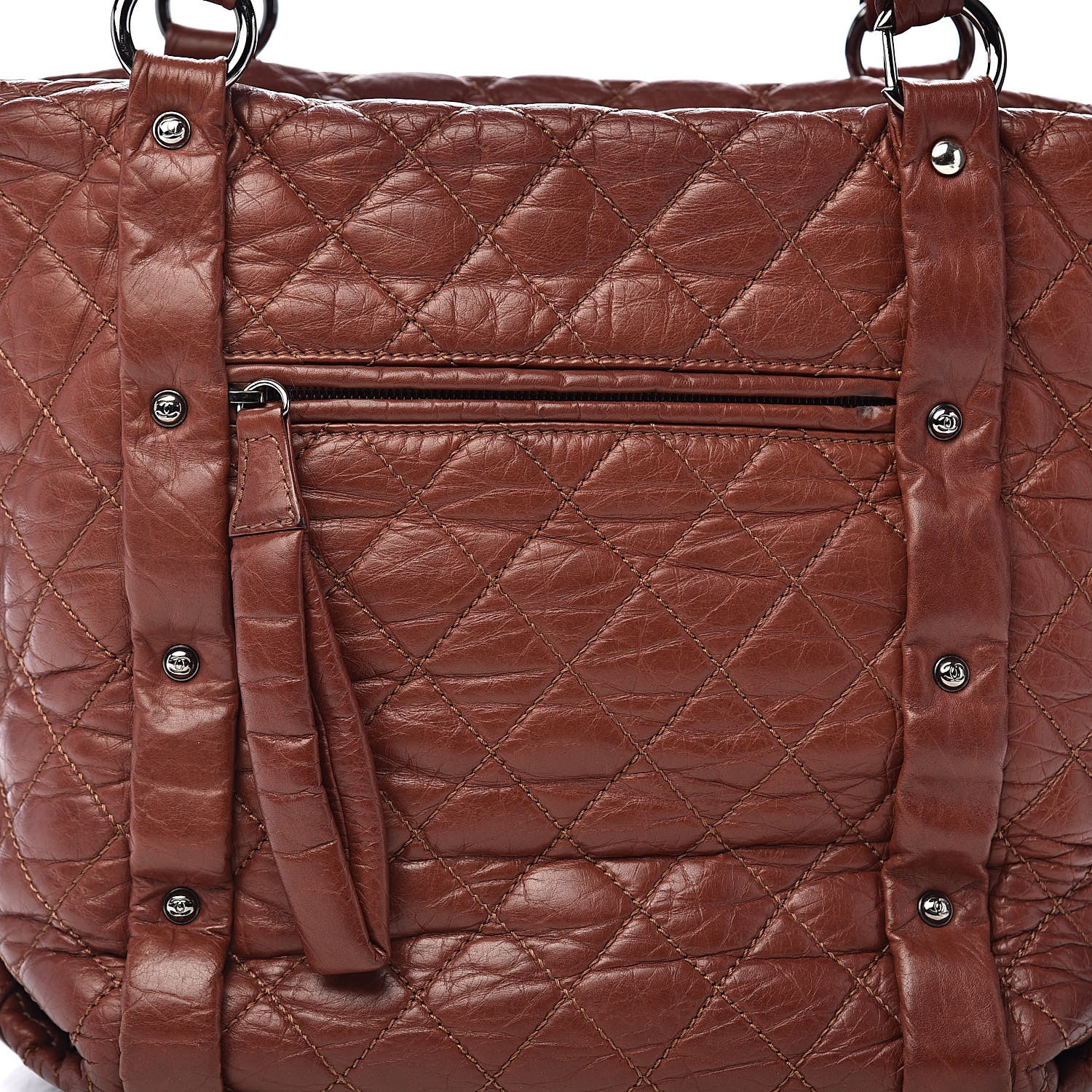 Chanel Distressed Lambskin Vintage Ligne Lady Braid Tote Brown 14 of 14